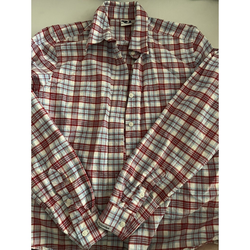 VTG Rockies Womens Button Down Shirt Multicolor‎ Plaid Long Sleeve Med F81
